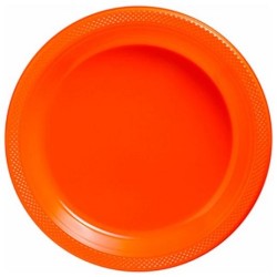 Platos desechables naranjas grandes
