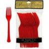 Tenedores desechables rojos
