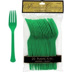 Tenedores desechables verdes