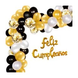 set globos cumpleaños dorado